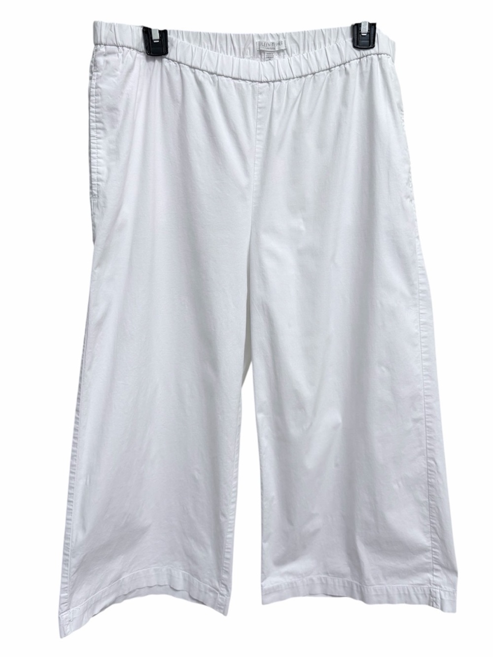 EILEEN FISHER Pants Organic Cotton Papercloth Wide Cropped Ankle White PL